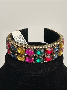 Anna & Ava Multicolor Gemstone Cuff Bracelet in Pink, Green, Yellow, Red, Blue